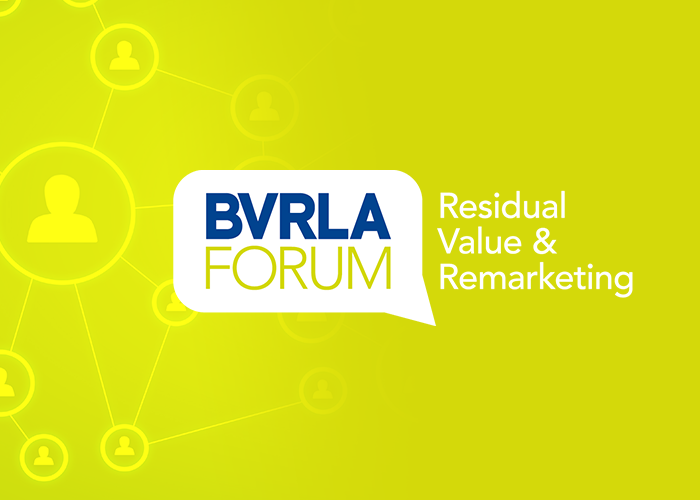 A yellow-lime background featuring icons that depict a personal network, with the BVRLA Residual Value and Remarketing forum logo in text in the foreground