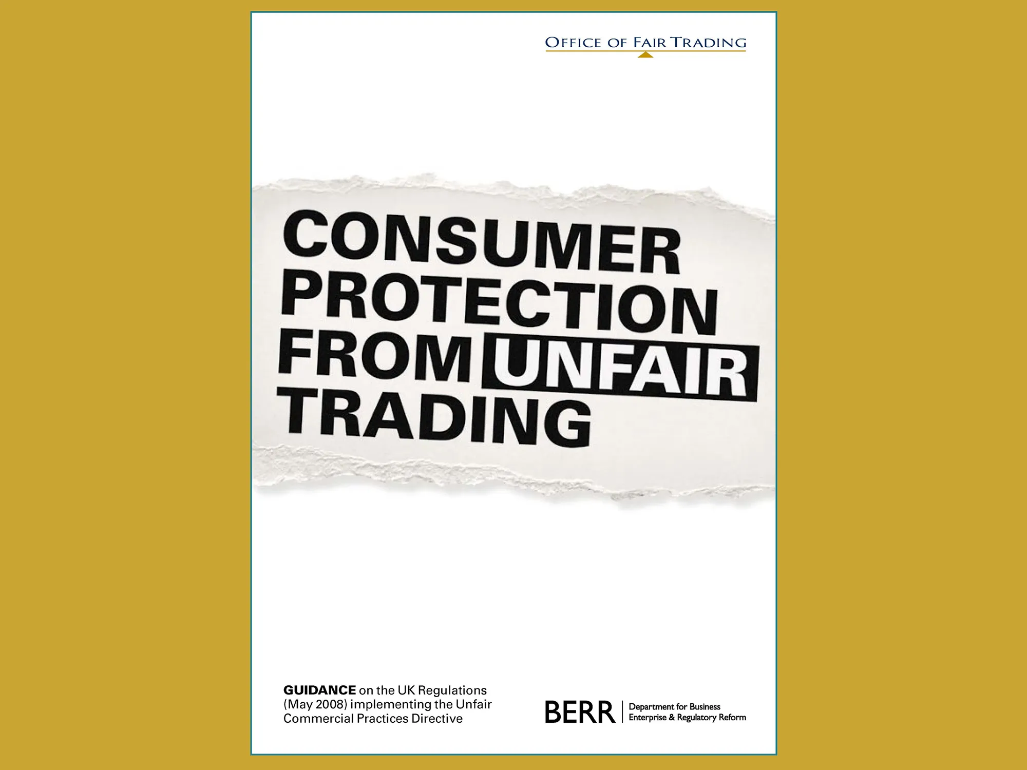 Front cover of Consumer Protection From Unfair Trading