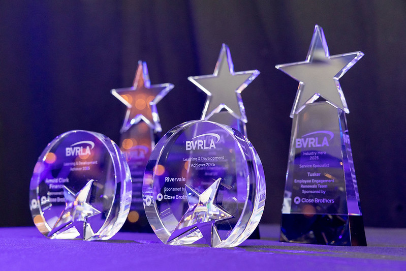 Industry Hero and Learning and Development Achiever awards on display