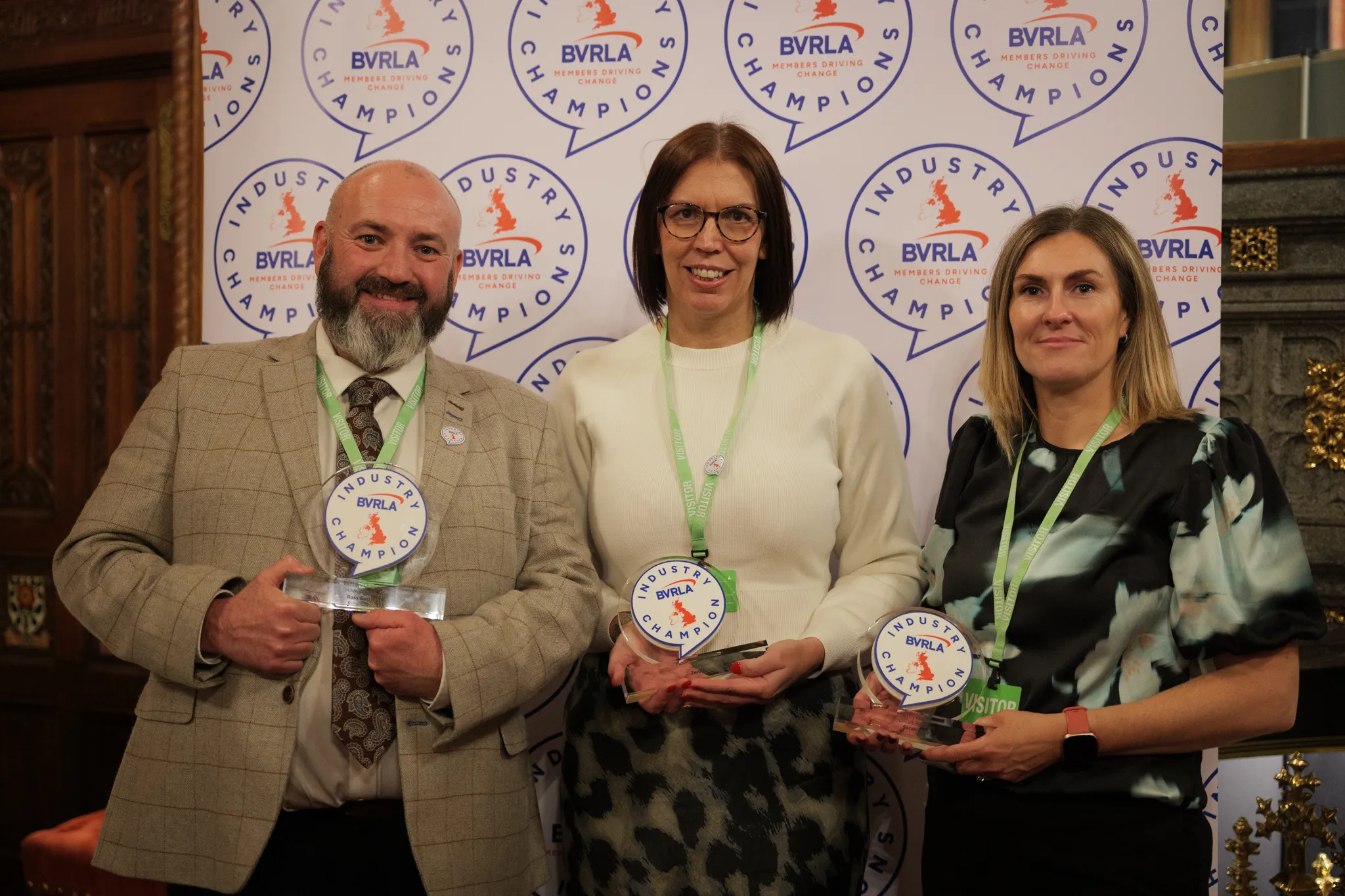 Industry Champions recipients - Ross Gardner, Lloyds Banking Group, Claire Evans on behalf of Zenith, Sarah Gray, Dawsongroup vans