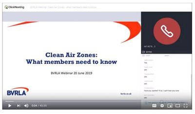 BVRLA Another Chance To Tune In To Last Week’s Clean Air Zones Webinar